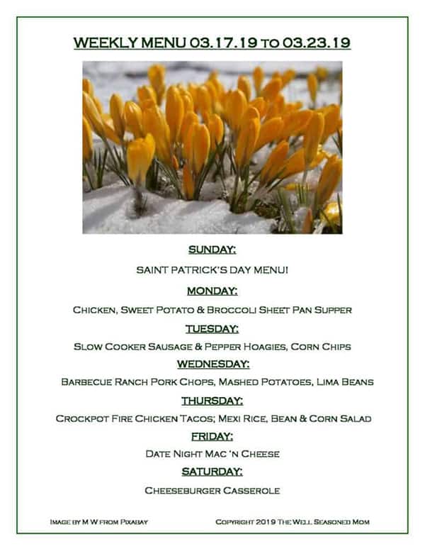 Print of Weekly Menu 03.17.19