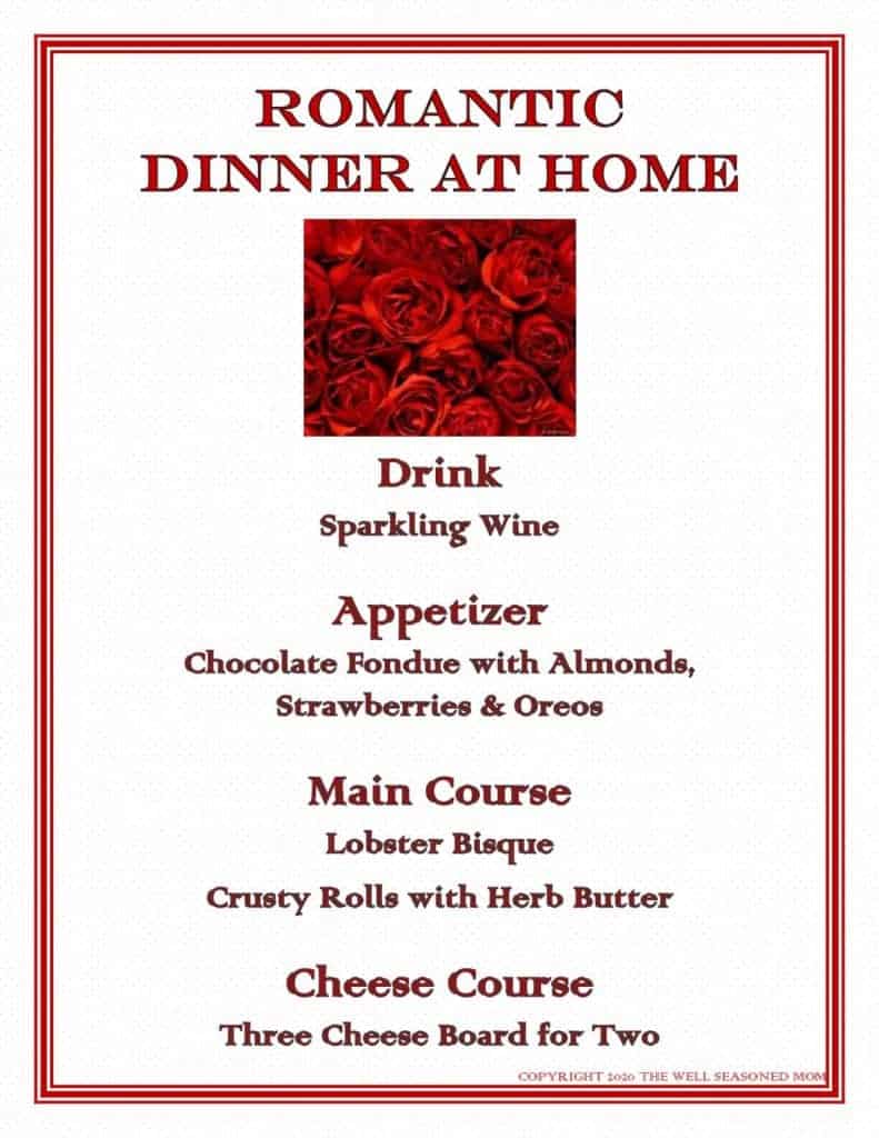 menu romantic dinner at home