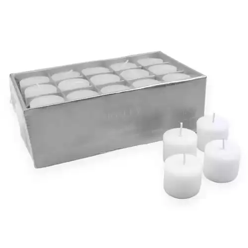 Hosley® Set of 30 Unscented White Hand Poured Votive Candles - 8 Hour Burn Time - Ideal for Weddings Birthdays Holidays Special Events Emergency Lighting Spa Aromatherapy Everyday Use