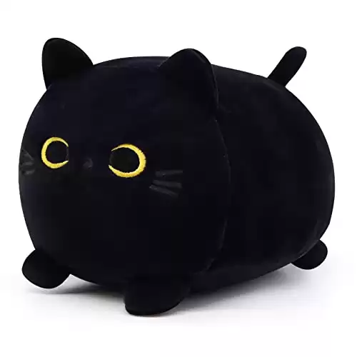 LSYDCARM Kawaii Black Cat Plush Pillow Toy, Cute Stuffed Animal for Kids Birthday, Christmas, Home Decoration