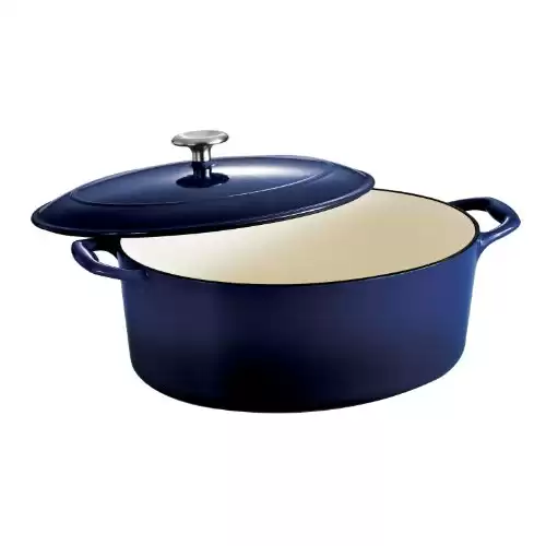 Tramontina Covered Oval Dutch Oven Gourmet Enameled Cast Iron 7-Quart, Gradated Cobalt, 80131/078DS