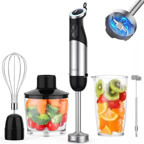 KOIOS Upgraded Immersion Blender Handheld, 1000W 12-Speed 5 in 1 Hand Mixer Stick Blender with 304 Stainless Steel Blade,Food Processor,Beaker,Egg Whisk&Milk Frother,BPA-Free,Smoothies Purée Baby...