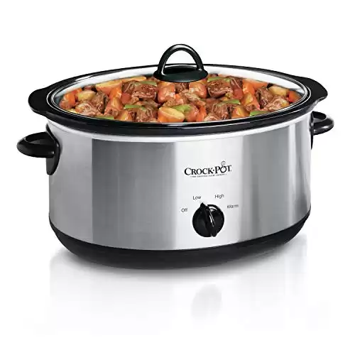 Crock-Pot 7 Quart Oval Manual Slow Cooker, Stainless Steel (SCV700-S-BR), Versatile Cookware for Large Families or Entertaining