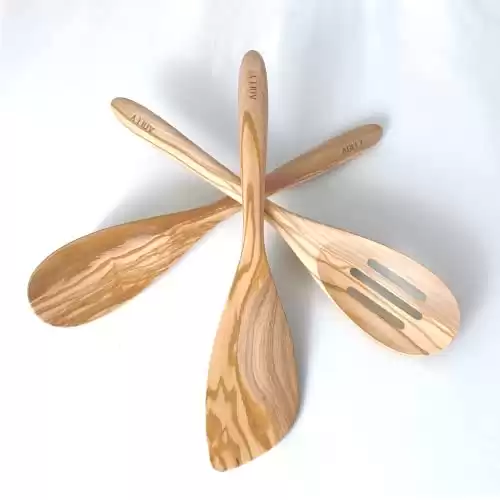 AOLLY Olive Wood Spoon 12 Inch, Gourmet Must Have Olive Wood Cookware, Make Delicious Meals, Olive Wood Is Essential Kitchen Utensils