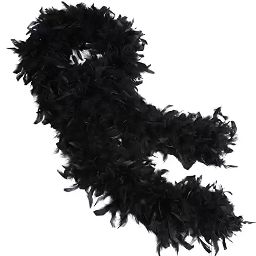 THARAHT Black Chandelle Turkey Feather Boa 2 Yards 40g for DIY Craft Home Dancing Wedding Party Halloween Costume Decoration Feather Boa