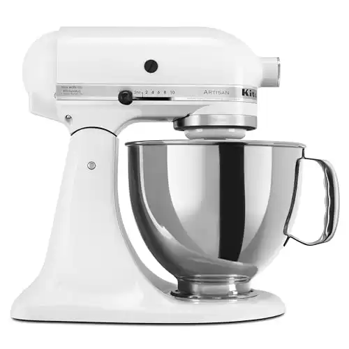 KitchenAid Artisan Series 5 Quart Tilt Head Stand Mixer with Pouring Shield KSM150PS, White