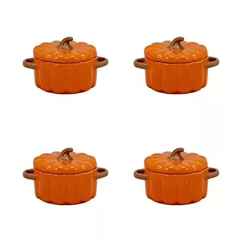 10 Strawberry Street Pumpkin Mini Tureens, 4", Orange