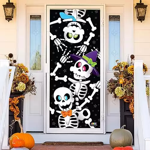 JOYIN 3D Design Cute Skeleton Family Door Cover 30 x 72 for Halloween Door, Window and Wall Cover Decoration