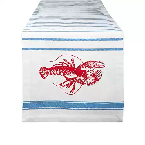 DII Table Top Décor Collection Spring & Summer Table Runner, 14x72, Lobster Stripe Print