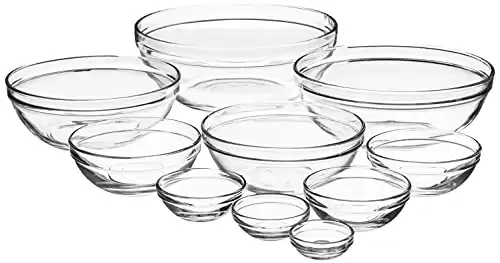 Anchor Hocking 10 Piece Mixing Bowl Set, Nesting Serving Bowls & Mixing Bowls (1 oz, 2 oz, 4 oz, 6 oz, 10 oz, 16 oz, 1 Qt, 1.5 Qt, 2.5 Qt, 3.5 Qt)