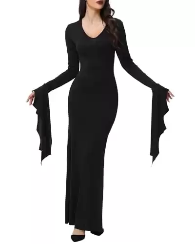 NANAMEEI Womens Halloween Costumes Sexy Cosplay Costumes Vintage Gothic Long Dress Black Witch Dress Adult Woman Party Dress Black L